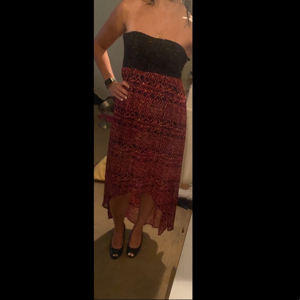 Strapless high low maxi dress